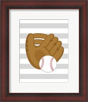 Framed Baseball Glove Stripes