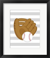 Framed Baseball Glove Stripes