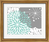 Framed Teal Foliage Floral