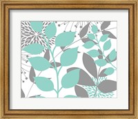 Framed Teal Foliage Floral III