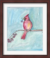 Framed Cardinal on a Branch