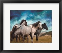 Framed Starry Night Horse Herd