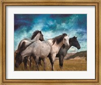 Framed Starry Night Horse Herd