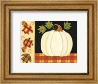 Framed White Pumpkin, Leaves and Acorns