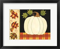 Framed White Pumpkin, Leaves and Acorns