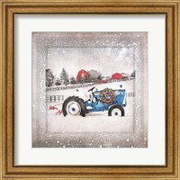 Framed Christmas Tractor