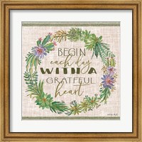 Framed Grateful Heart Succulent Wreath