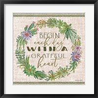 Framed Grateful Heart Succulent Wreath