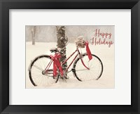 Framed Happy Holidays Snowy Bike