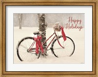 Framed Happy Holidays Snowy Bike