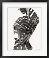 Framed Black & White Palm Leaves Woman