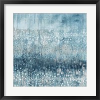 Framed Rain Abstract IV Blue Silver