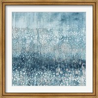 Framed Rain Abstract IV Blue Silver