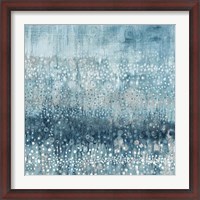 Framed Rain Abstract IV Blue Silver