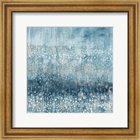 Framed Rain Abstract IV Blue Silver