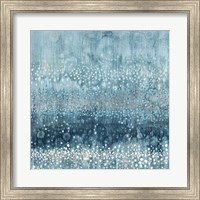 Framed Rain Abstract III Blue Silver