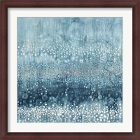 Framed Rain Abstract III Blue Silver