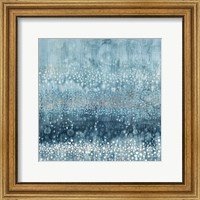 Framed 'Rain Abstract III Blue Silver' border=