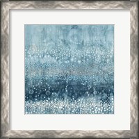 Framed Rain Abstract III Blue Silver