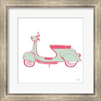 Framed Road Trip Vespa Pink Green