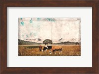 Framed Vintage Grazing Cattle