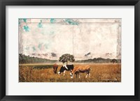 Framed Vintage Grazing Cattle