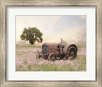 Framed Tractor at Sunset