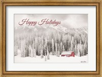 Framed Rocky Mountains Snow Storm with Barn