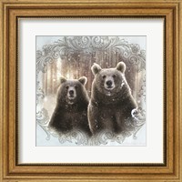 Framed 'Enchanted Winter Bears' border=
