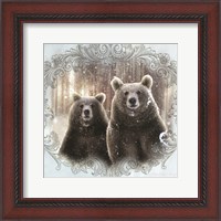 Framed 'Enchanted Winter Bears' border=
