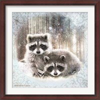 Framed Enchanted Winter Raccoons