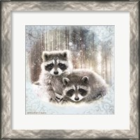 Framed 'Enchanted Winter Raccoons' border=