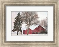 Framed Snowy Barn
