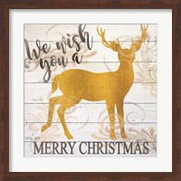 Framed We Wish You a Merry Christmas Deer