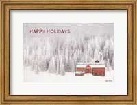 Framed Snowy Forest Happy Holidays