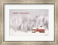 Framed Snowy Forest Happy Holidays