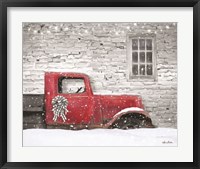 Framed Christmas Truck with Plaid Bow