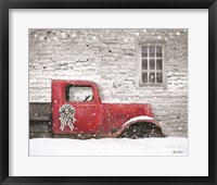 Framed Christmas Truck with Plaid Bow