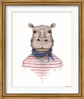 Framed Hippo in Handkerchief