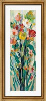 Framed Tall Bright Flowers Cream I