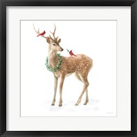 Woodland Celebration III on White Framed Print