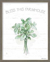 Framed 'Farmhouse Cotton VI Sage' border=
