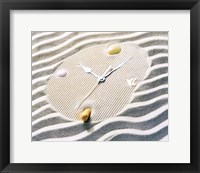 Framed Clock Made Of Sand With Shells And Striated Background