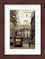 Framed Tram On A Street, Piazza Del Duomo, Milan, Italy