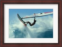Framed Windsurfer Jumping Over Wave