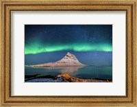 Framed Aurora Borealis Or Northern Lights With The Milky Way Galaxy, Iceland