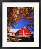 Framed Big Red Barn Autumn Farm Scenic