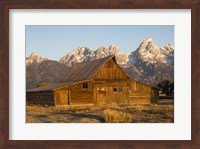 Framed Barn In Field With Mountain Range In The Background, Wyoming