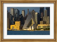 Framed New York City And Hudson River With Manhattan Skyline And Sailboat