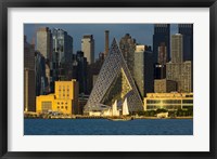 Framed New York City And Hudson River With Manhattan Skyline And Sailboat